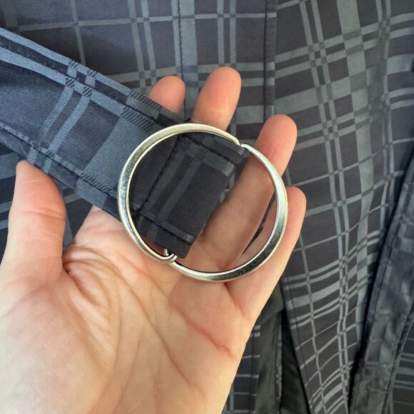 Vintage Y2K Mossimo Black Plaid Double Breasted Lightweight Trench Coat Large - Picture 5 of 15